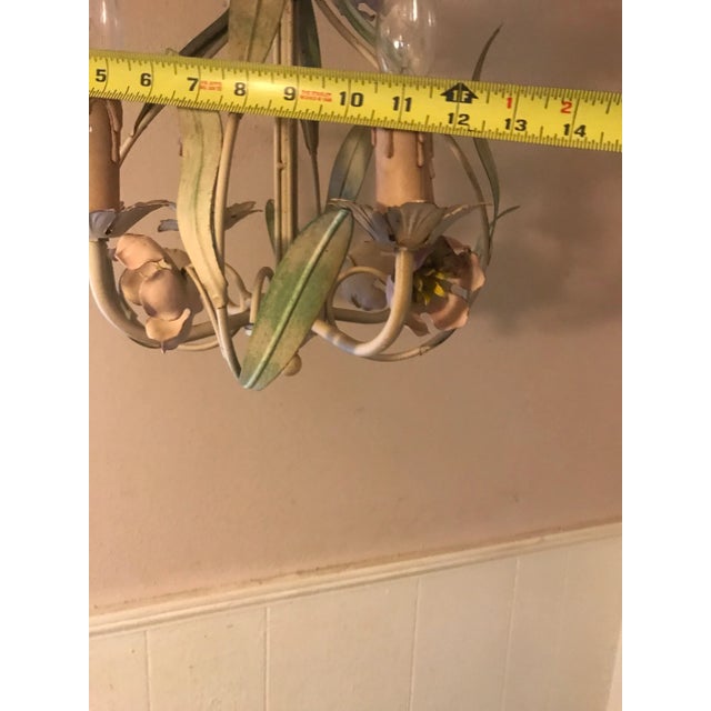 Mid Century Italian Tole Flower and Leaves Chandelier For Sale - Image 14 of 15