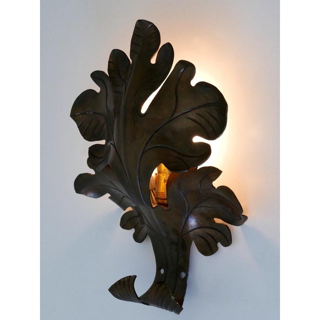 Mid-Century Modern Brass Oak Leaf Wall Lamp, 1960s For Sale - Image 10 of 16