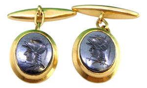 Gold Cufflinks with Figures, Set of 2