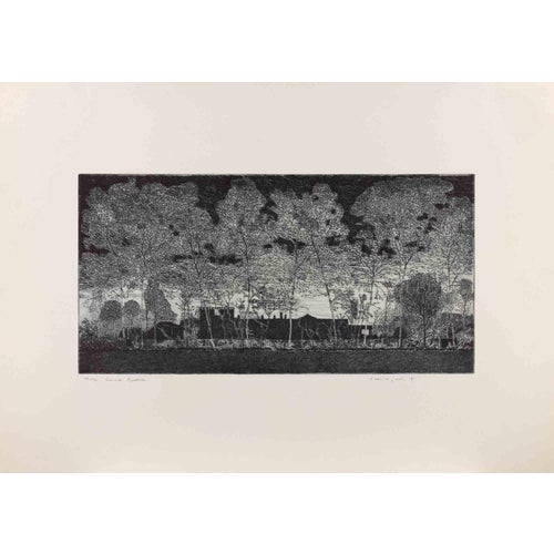 Federica Galli, View of Cascina Modena, 1981, Etching For Sale