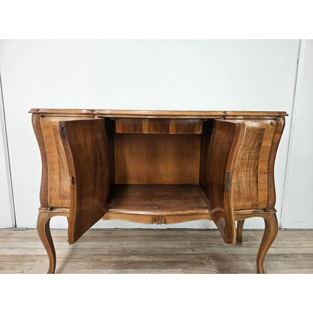 Small Baroque-Style Walnut Sideboard with Four Doors, 1960 For Sale - Image 14 of 18