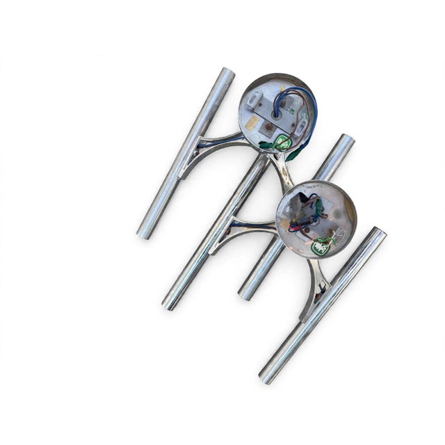 Chrome Steel Sconces by Gaetano Sciolari, 1960s, Set of 2 For Sale - Image 4 of 5