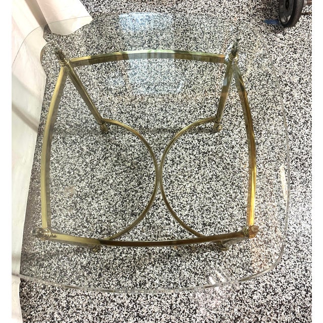 La Barge La Barge Brass Glass Top End Table For Sale - Image 4 of 8