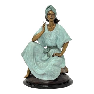 Victor Gutierrez Bronze "Mujer Sentada" Artist Proof Sculpture, 1989 For Sale