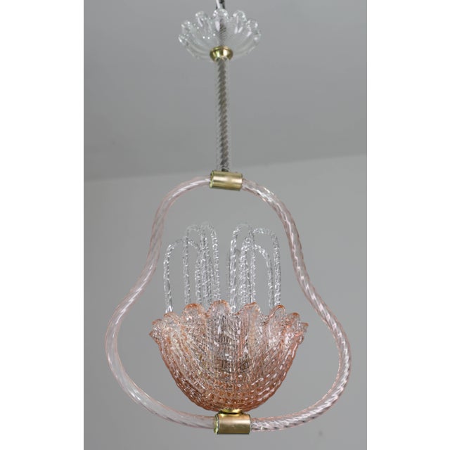 1950s Charming Pink and Trasparent Murano Glass Chandelier by Barovier E Toso For Sale - Image 9 of 16