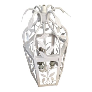Vintage White Hexagon Light Fixture For Sale