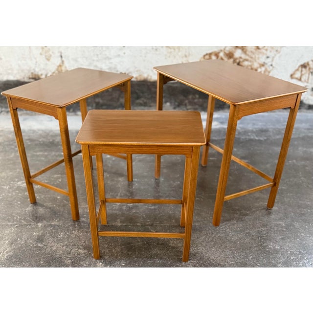 Set of Three Swedish Modern Brown Teak Nesting End Tables C. 1960 For Sale In Atlanta - Image 6 of 7