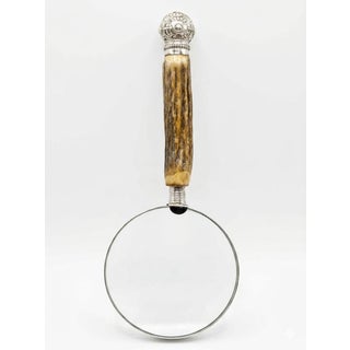 Antique English Sterling & Stag Horn Magnifying Glass Hallmarks For Sale