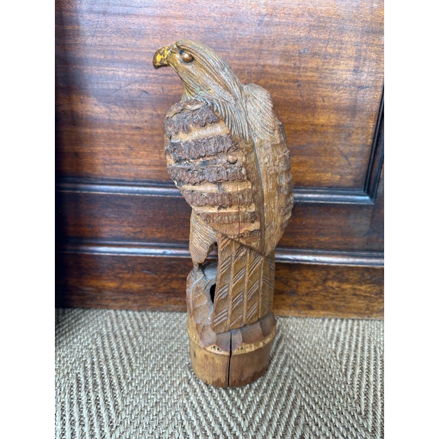 Wood Large Antique Bamboo Hand Carved Eagle Meiji Period For Sale - Image 7 of 14