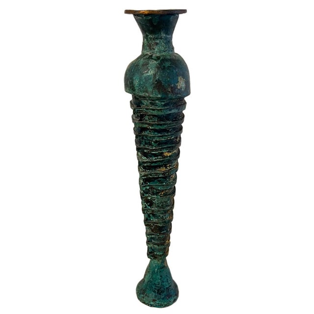 Egyptian Revival Patinated Bronze and Gilt Vase, 1990s For Sale - Image 4 of 6