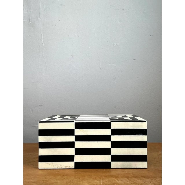 Vintage Black and White Bone Box For Sale In West Palm - Image 6 of 14