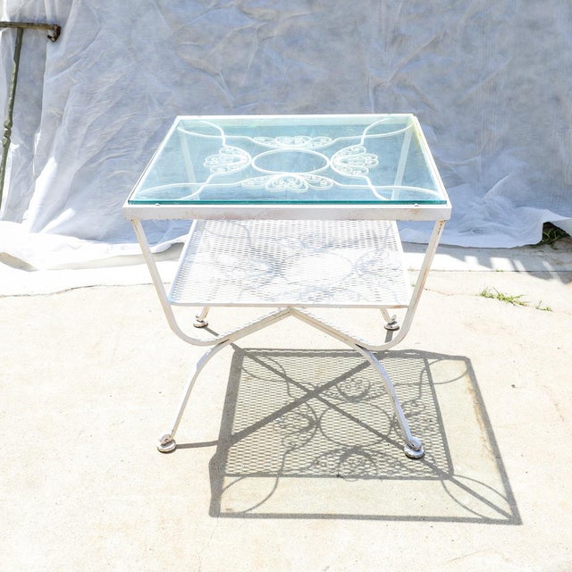 1960s MidCentury Modern Woodard White Wrought Iron Patio Table Chairish