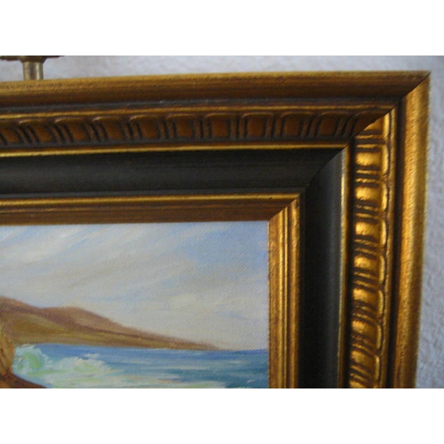 1950s Coastal Scene Seascape Impressionist Oil on Canvas Board For Sale - Image 11 of 11