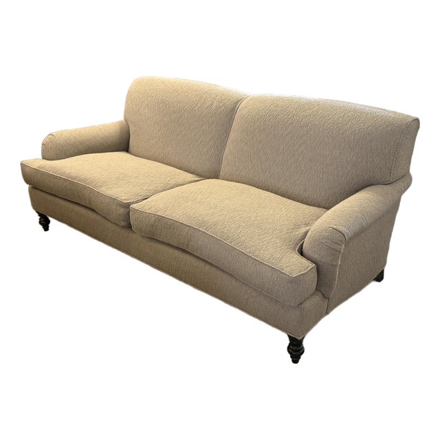 J. Fitzgerald English Traditional Rolled Arm Sofa on Casters For Sale