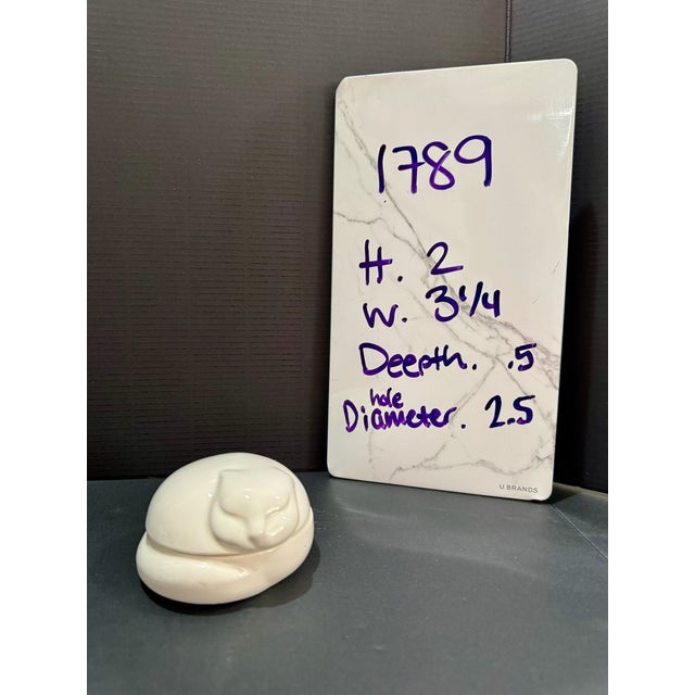 Ceramic Tiffany & Co White Porcelain Sleeping Cat Trinket Box Signed 1977 Ring Dish For Sale - Image 7 of 7