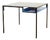Coffee Table in Black Lacquered Metal Square Tube and Glass Top with Blue Metal Shelf For Sale