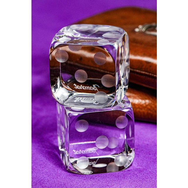 Pair of Large Decorative Vintage Baccarat Crystal Glass Dice Paperweight Display For Sale - Image 13 of 13