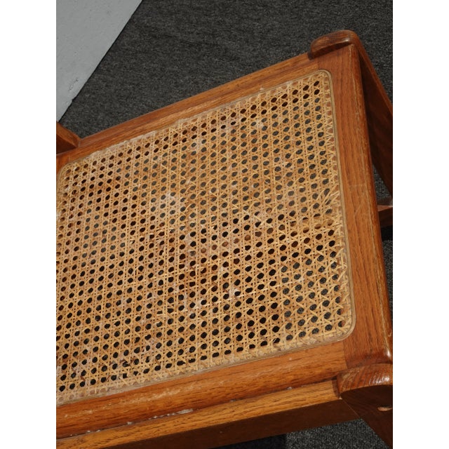 Wood Vintage French Country Brown Oak Side Chair With Cane For Sale - Image 7 of 12