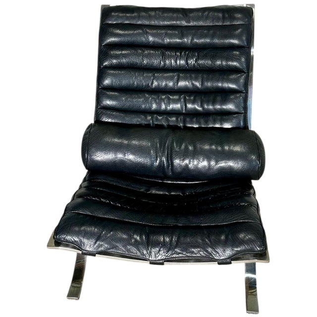 Arne Norell “Ari” Leather and Steel Lounge Chair, Sweden 1970 For Sale - Image 4 of 7