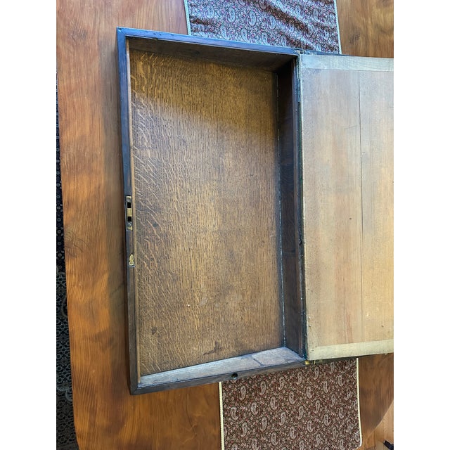 Brown Antique Oversized Portable Oak Writing Desks With Hidden Drawer For Sale - Image 8 of 18
