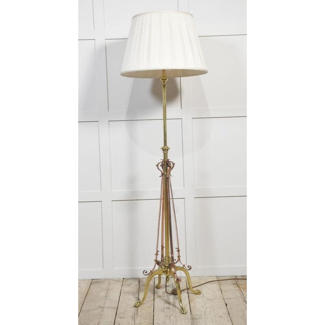 Metal Brass and Copper Standard Lamp, 1890s For Sale - Image 7 of 7