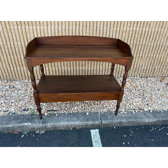 Wood Antique 19th Century Georgian Style 2 Tier Washstand Side Table For Sale - Image 7 of 16