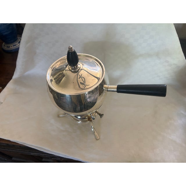 Mid-Century Modern 1950s Mid Century Modern Silver Plate Fondue Pot Warmer For Sale - Image 3 of 11