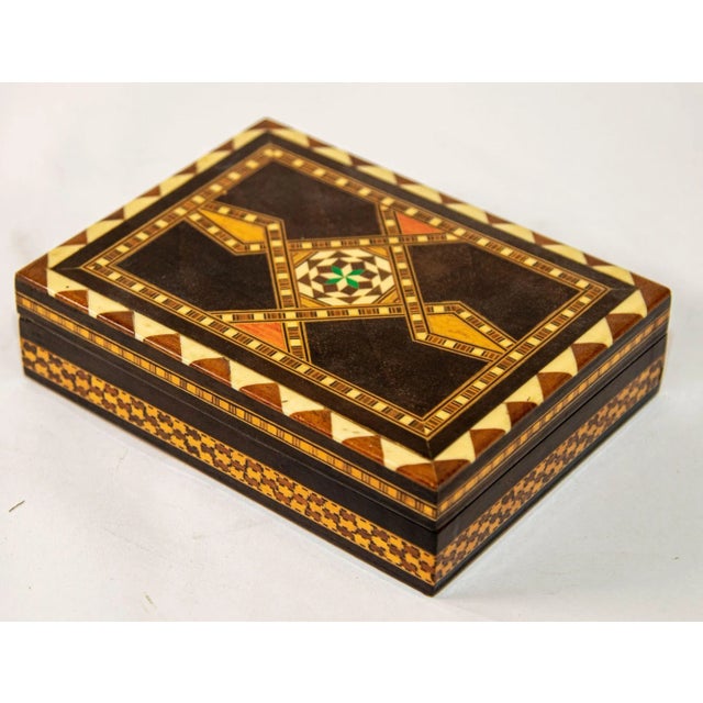 Moorish Spain Inlaid Marquetry Mosaic Box 1950's For Sale - Image 12 of 12