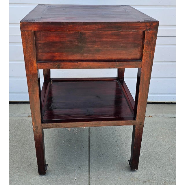 19th Cenrury Qing Dynasty Elm Tiered Tall Side Table For Sale - Image 9 of 11