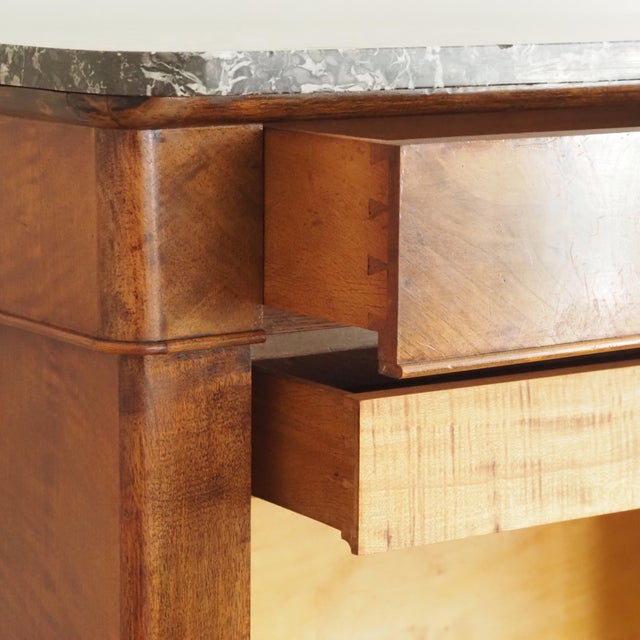 Louis Philippe Secretary in Walnut with Marble Top and Secret Compartments For Sale - Image 14 of 18