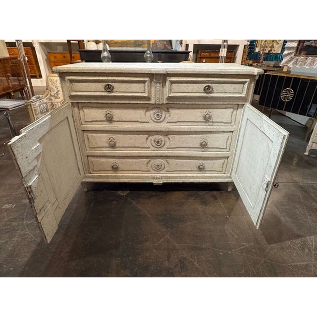 French Painted Oak Buffet For Sale - Image 4 of 5