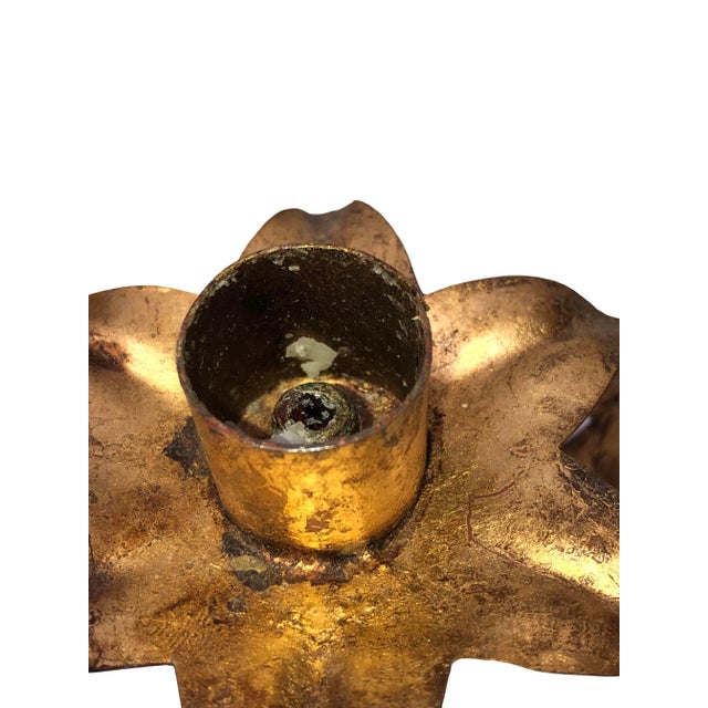 Mid Century Italian Gilt Wall Sconces - a Pair For Sale In Dallas - Image 6 of 8