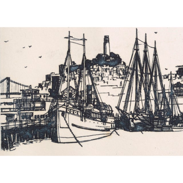 1980s Fishing Boats in the Wharf - San Francisco Bay Area Maritime Landscape For Sale - Image 5 of 6