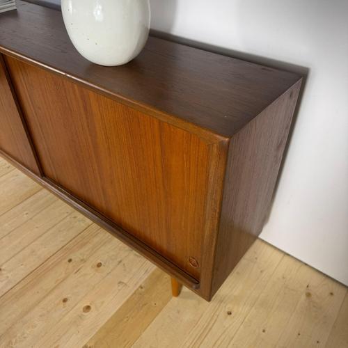 Mid-Century Modern Scandinavian Teak Sideboard with Sliding Doors, 1960s For Sale - Image 14 of 16