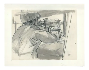 Jacques Hirtz, The Submachine Gun, Watercolored Ink, 20th Century