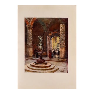 1905 Italian Original Print - Courtyard of the Palazzo Vecchio - From Book Florence & Some Tuscan Cities (1905) For Sale
