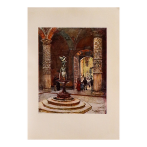 1905 Italian Original Print - Courtyard of the Palazzo Vecchio - From Book Florence & Some Tuscan Cities (1905)