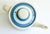 Handmade in England striped Cornishware Tea Pot. Characterized by it's bold horizontal bands and matching domed lid....