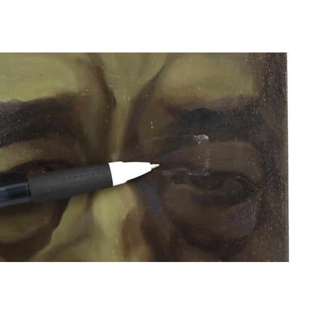 1970s Vintage Oil Painting Portrait of Man in Shadows Wearing a Turban For Sale - Image 5 of 7