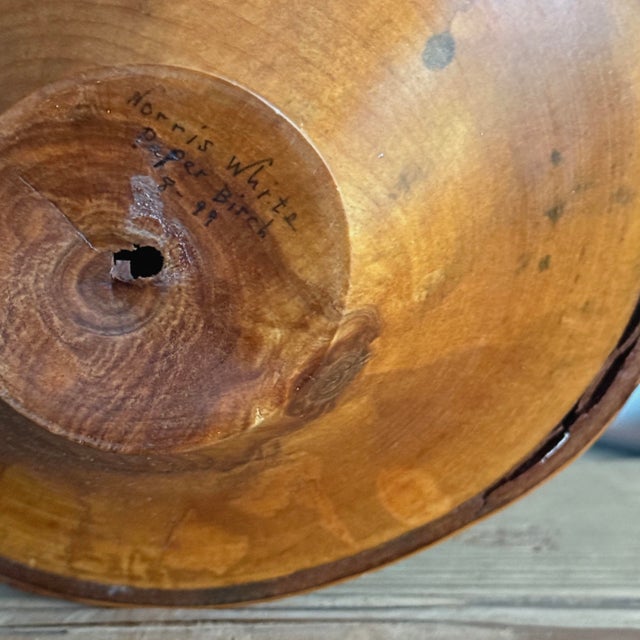 Wood Vintage Hand-Turned Paper Birch Studio Art Vessel by Norris White – Signed (1999) For Sale - Image 7 of 8