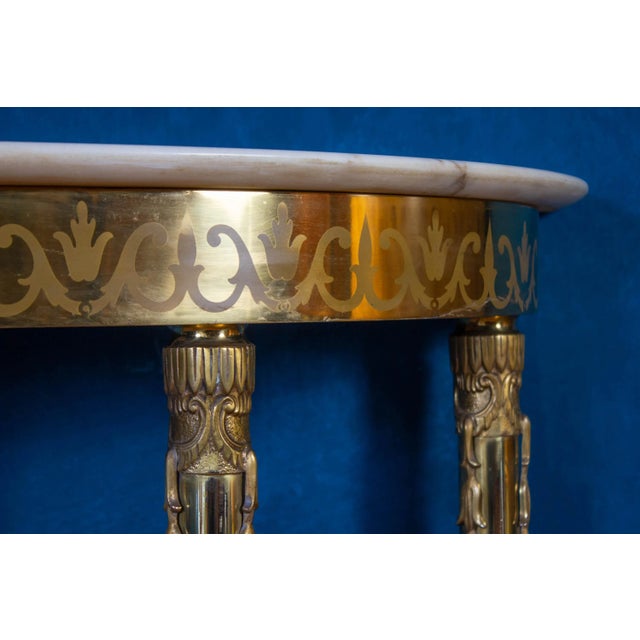 Mid Century Italian Oval Shaped Brass Console Table, 1950 For Sale - Image 10 of 11