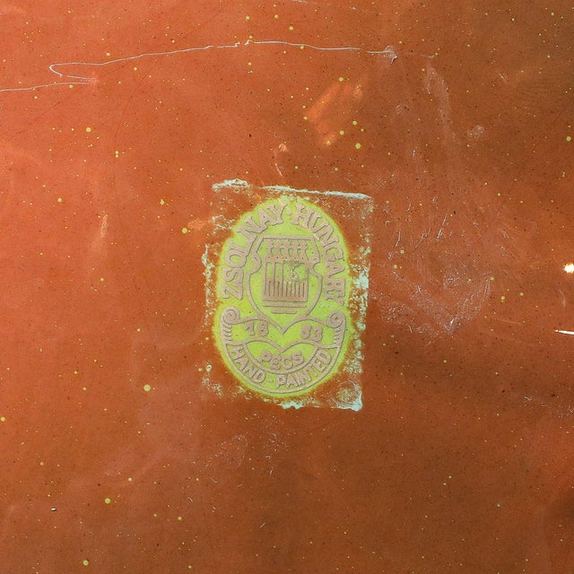 Zsolnay Hungary Eosin Iridescent Green Gold Lobster & Snake Hand Painted Dish For Sale - Image 16 of 16