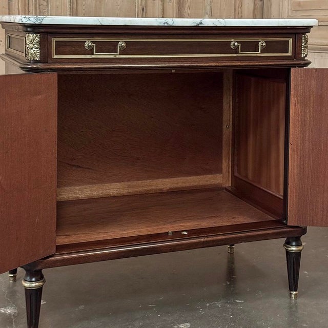 French Mahogany Louis XVI Style Two-Door Buffet With Carrara Marble Top For Sale - Image 15 of 18
