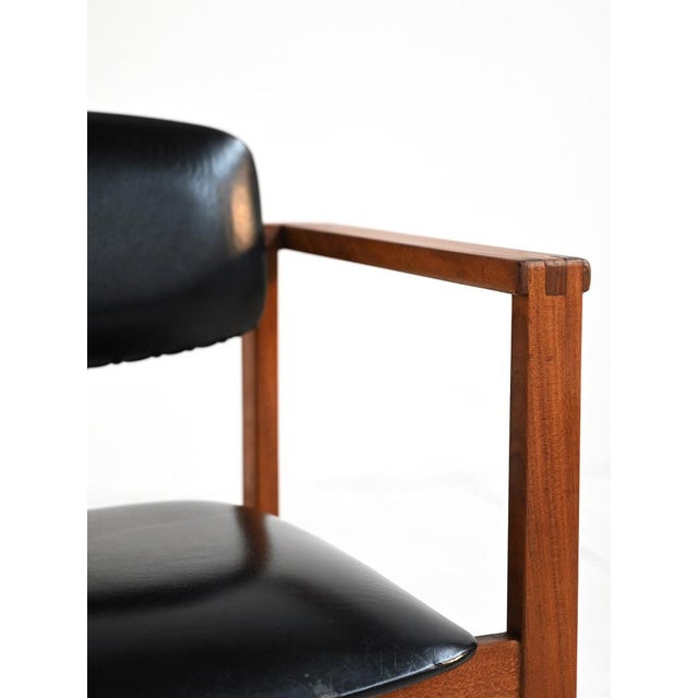 Teak and Leather Chair, Denmark, 1960s For Sale - Image 4 of 8