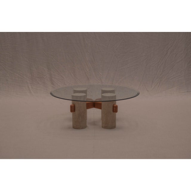 This Brutalist coffee table from the 1970s showcases a strong architectural presence with a sculptural, solid...