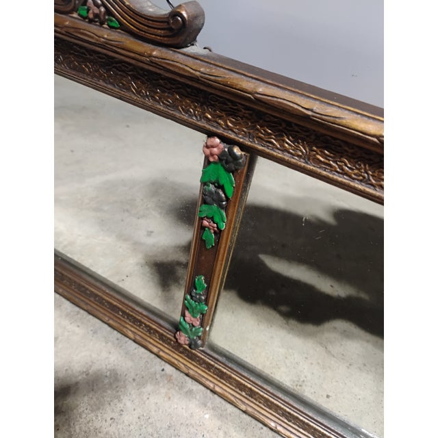 Antique 1920s Colonial Revival 3-Panel Etched Glass Wall Mirror, Carved Wood Frame, For Sale - Image 4 of 10