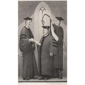 1939 After Grant Wood "Honorable Degree", First Edition Period Offset Lithograph