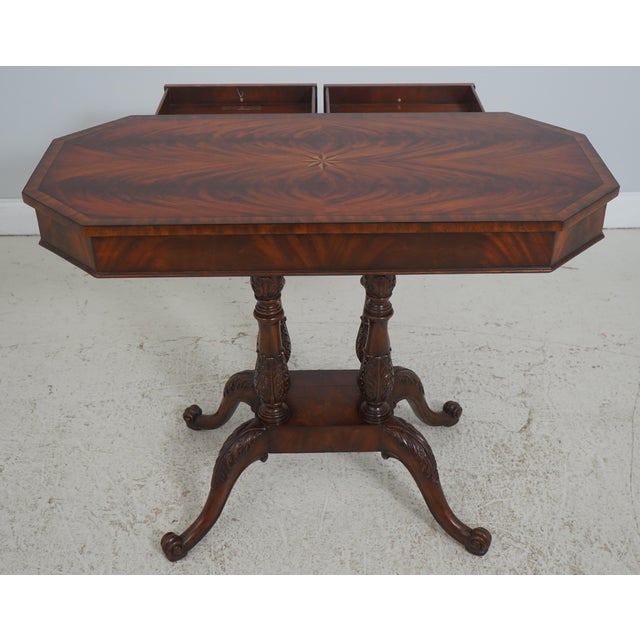 Maitland Smith 2 Drawer Carved Mahogany Foyer Table For Sale - Image 16 of 18