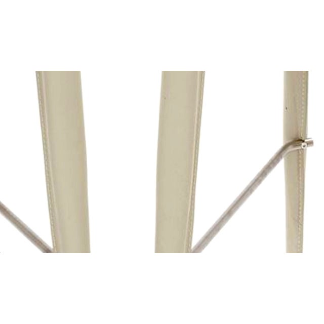 Ivory Set of 4 Italian Frag Leather Counter Stools – Handcrafted Ivory Saddle Leather, Minimalist Modern Design For Sale - Image 8 of 10