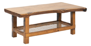 Oak Coffee Table with Lower Rope Shelf, 1970s